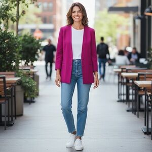 Vintage Miss Pendleton 100% Virgin Wool Blazer Magenta Fuchsia Lined S/M Read